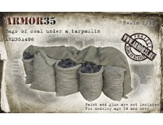 ARM35A496 Bags of coal under a tarpaulin