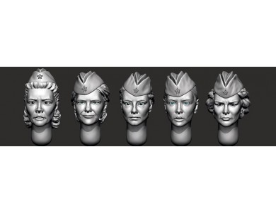ARM356146 Women's heads in garrison caps (WWII)