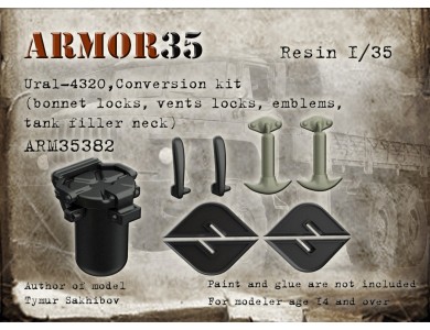 ARM35382 Ural-4320,Conversion kit (bonnet locks, vents locks, emblems, tank filler neck)