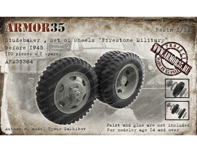 ARM35384 Studebaker, set of wheels "Firestone Military" before 1945 (10 pieces + 1 spare)